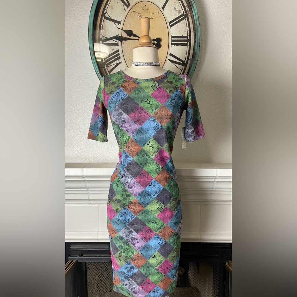 LuLaRoe Colorful Checkered Midi Dress